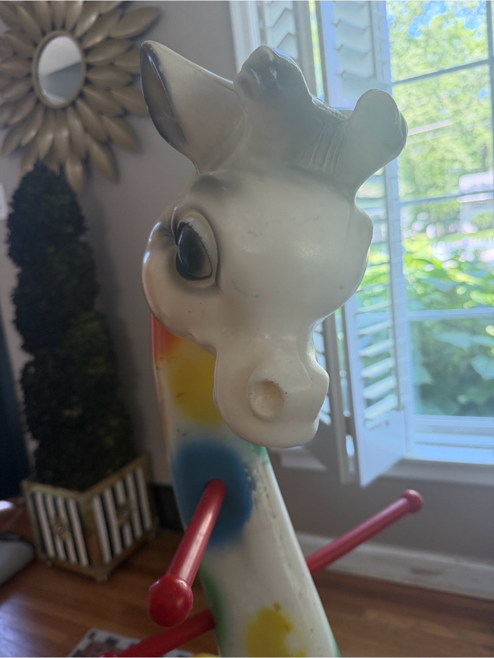 Multicolor Speckled Giraffe Coat Rack
